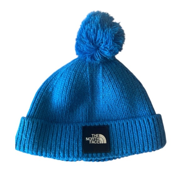 The North Face Kids Blue Pom-Pom Beanie - Picture 1 of 3